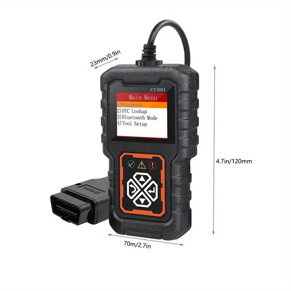 Car Code Reader: Instant Diagnostics of Your Vehicle's Check Engine Light with OBD2 Scanner (Wired Version)
