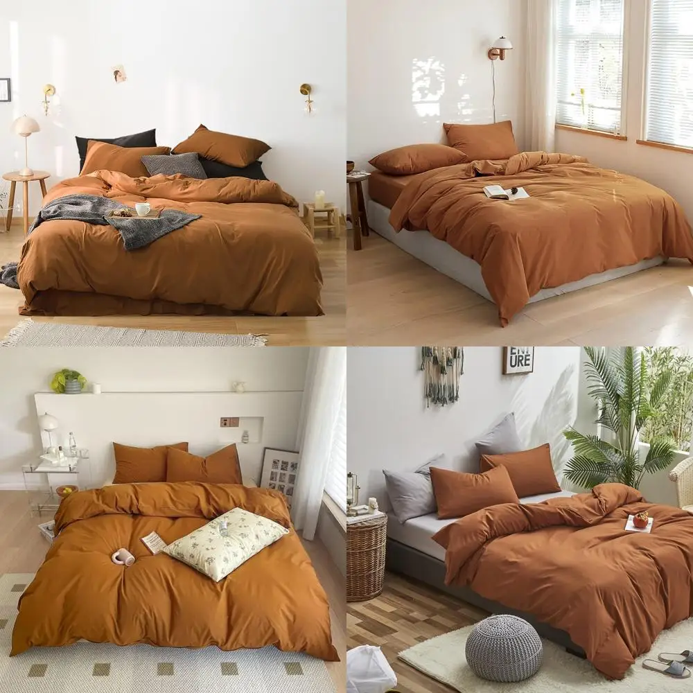 

Queen Size Pumpkin-Colored Comforter Set with Rust-Toned Bedding, Full Burnt Orange Caramel Soft Blanket, and Quilted Pumpkin Co