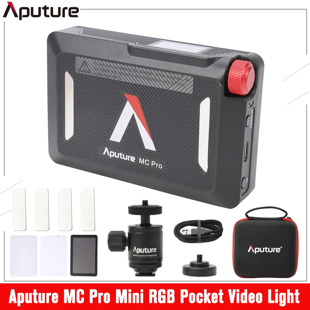 

Aputure MC Pro Mini RGBWW Pocket LED Video Light 2000K-10000K IP65 Magnetic Attraction Photography Lighting for Vlog Photo Stud