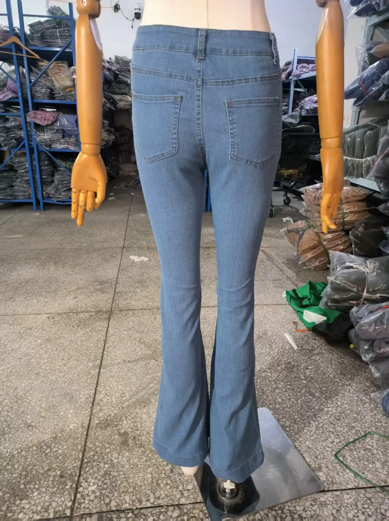 Pant women 2026 casual Spring New button-down high-waisted jeans slim elegant flared pants Women's clothing