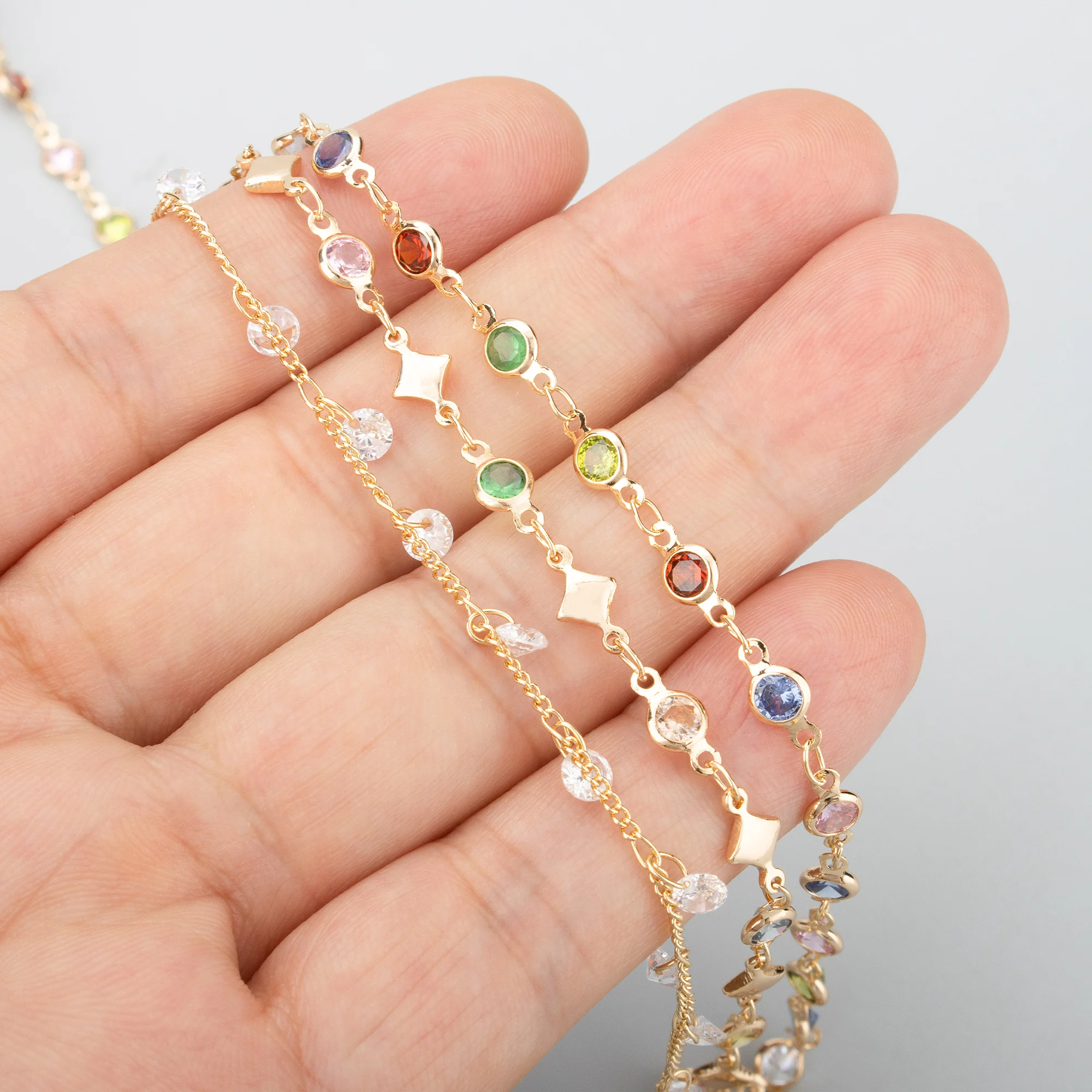 

GUFEATHER,50cm/lot,C457,Hand Made Chain,18k Gold Plated Copper,Zircons,Charms,Jewelry Accessories,diy Bracelet Necklace Making