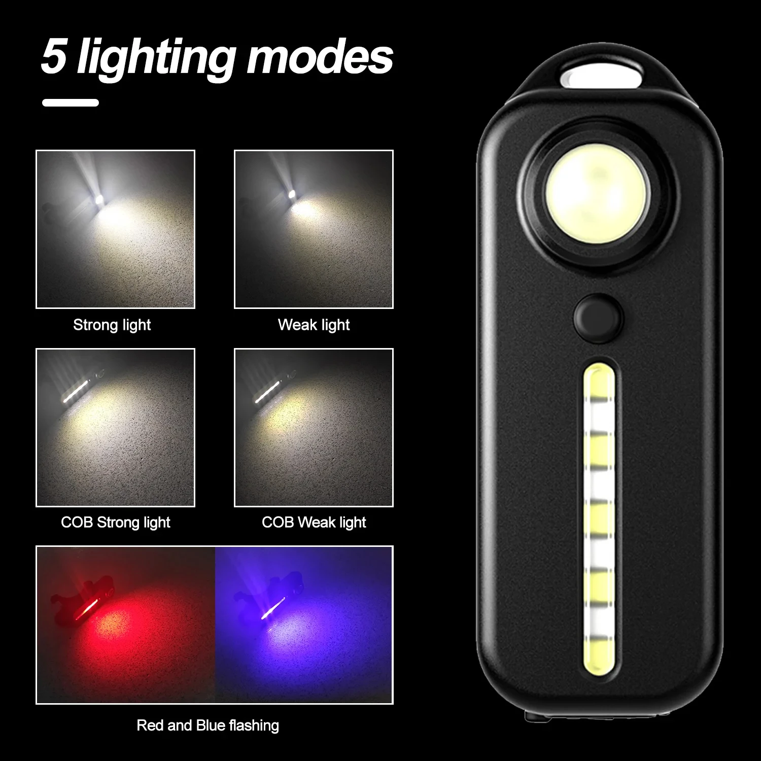 USB Recharge LED Flashlight Work Light Keychain Flashlight for Police Shoulder Clip Lights Warning Flashing Light Outdoor Lamp