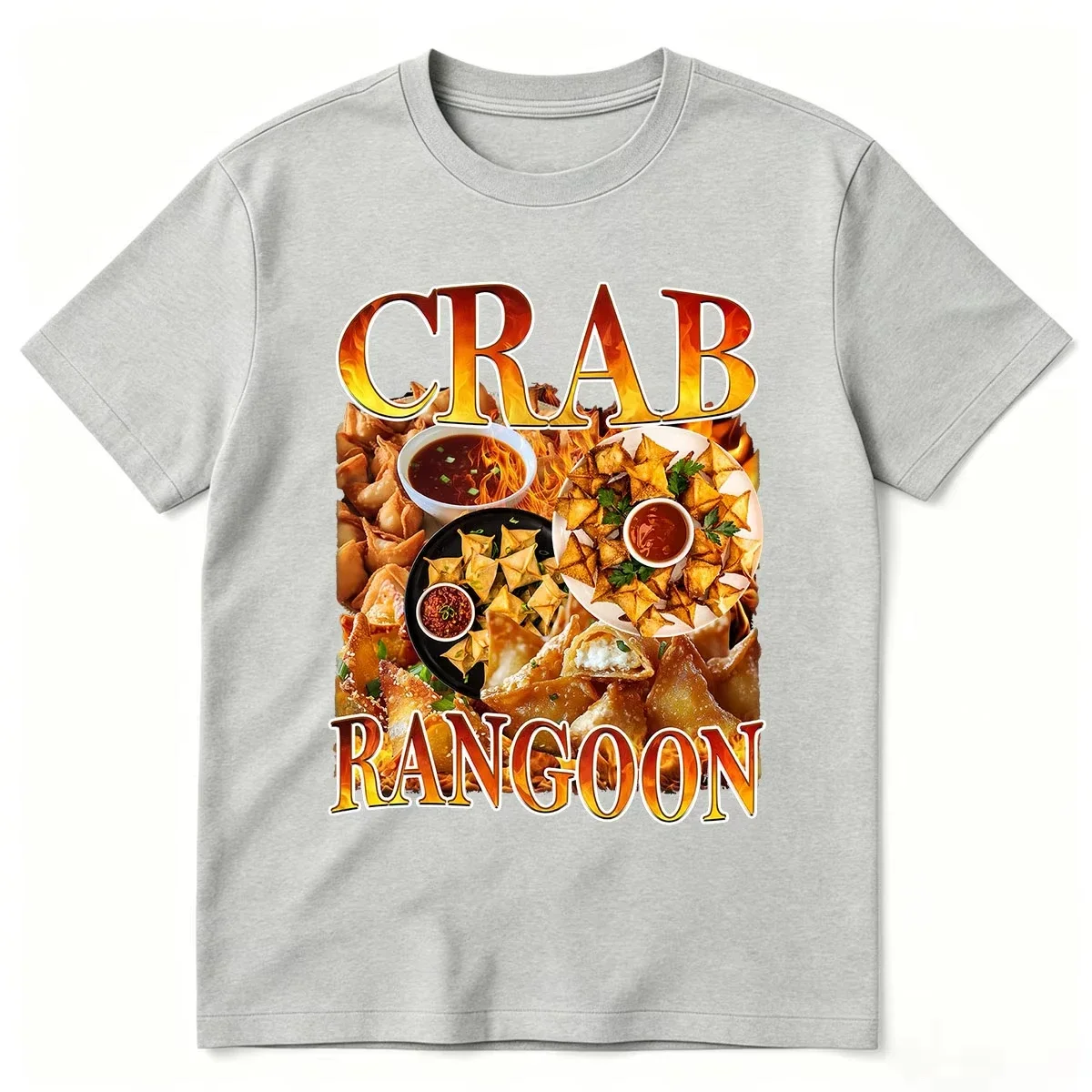 Crab Rangoon Vintage Food T-Shirt Retro 90s Funny Snack Asian Appetizer Graphic T-Shirts WomenShort Sleeve T Shirt