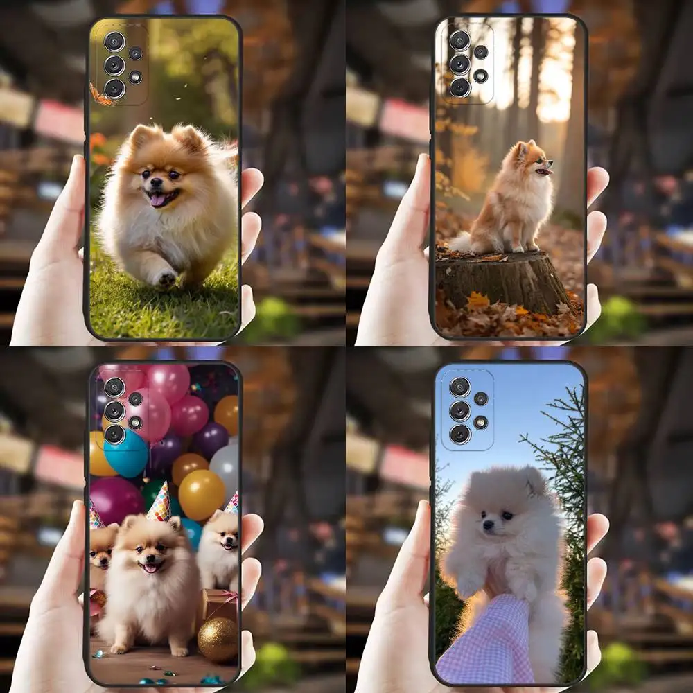 

Pomeranian Dog Cute Phone Case For Samsung S 9,10,21,30,22,23,24,25,Ultra,Plus,Lite,FE,4,5G Black Soft Precise