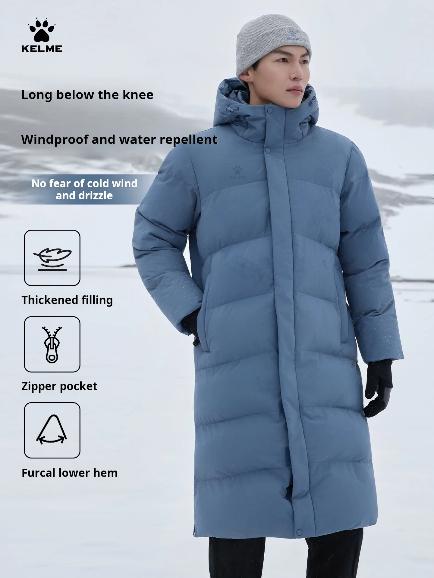 

Kelme Мужской термопуховик для бега на открытом воздухе, ветрозащитная утолщенная тренировочная куртка для фитнеса на флисовой подкладке Пуховик Женский