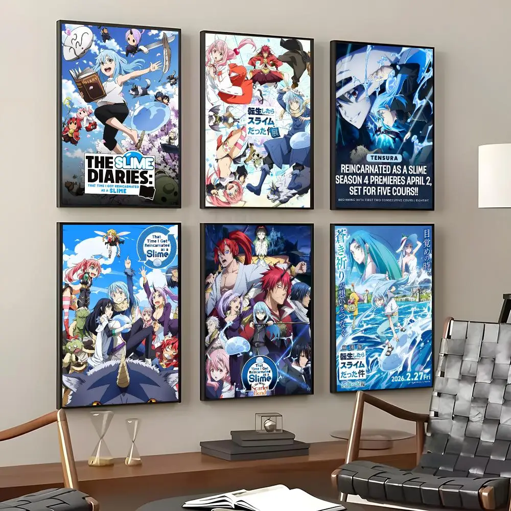 Anime That Time I Got Reincarnated as a Slime Poster Self-Adhesive Waterproof Wall Stickers Coffee Bar Home Wall Decor