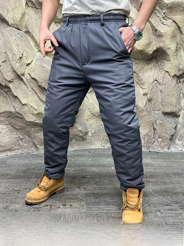 

Thiened Cotton Pants for Men Faionable Outdoor Sports Leisure Trousers Pure Color Stuffed Cotton Winter Straight Leg Pants