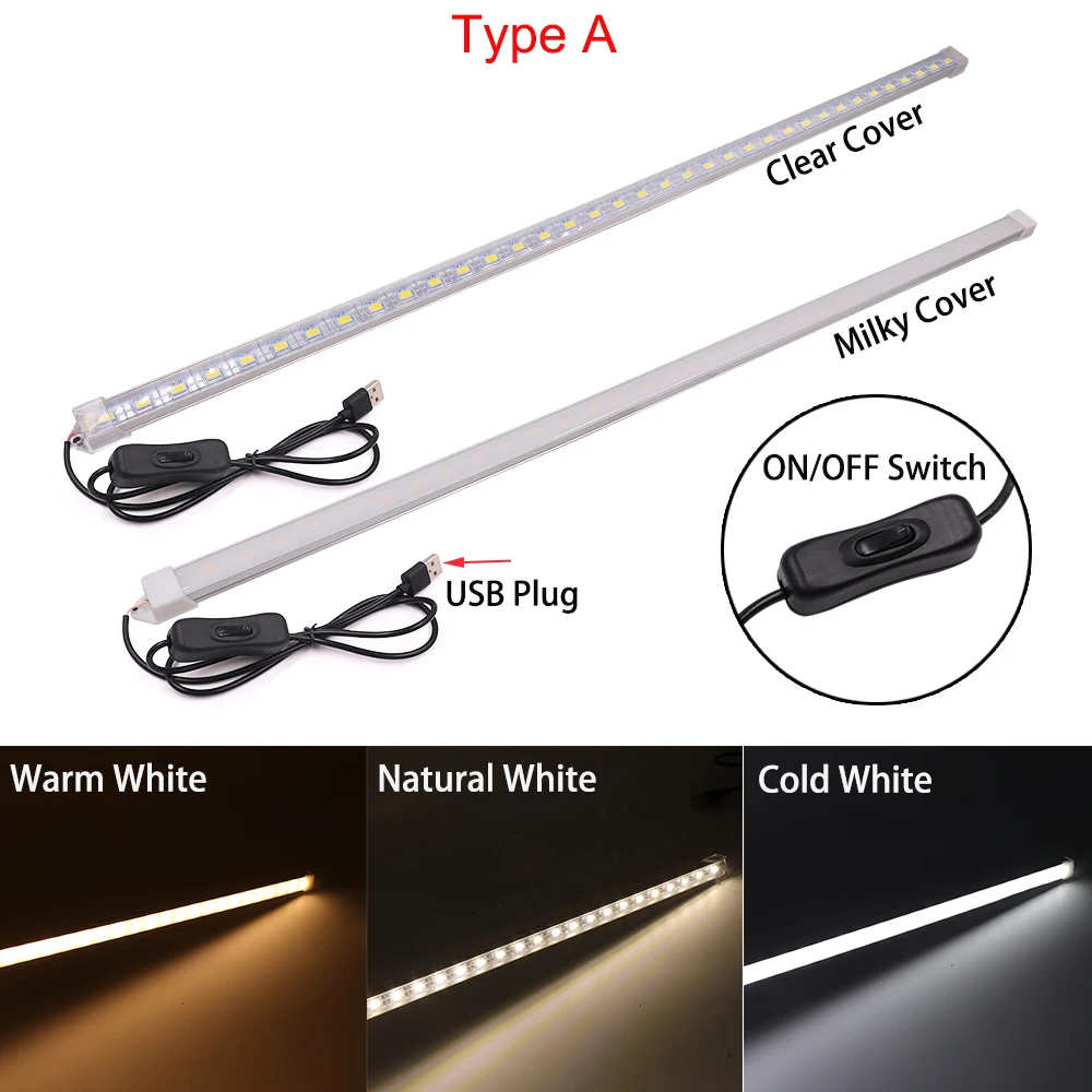 5V 5630 światła typu LED Bar USB zasilany sztywna listwa Led mleczny/przezroczysty pokrowiec LED Bar światło dla domu szafki kuchenne oświetlenie