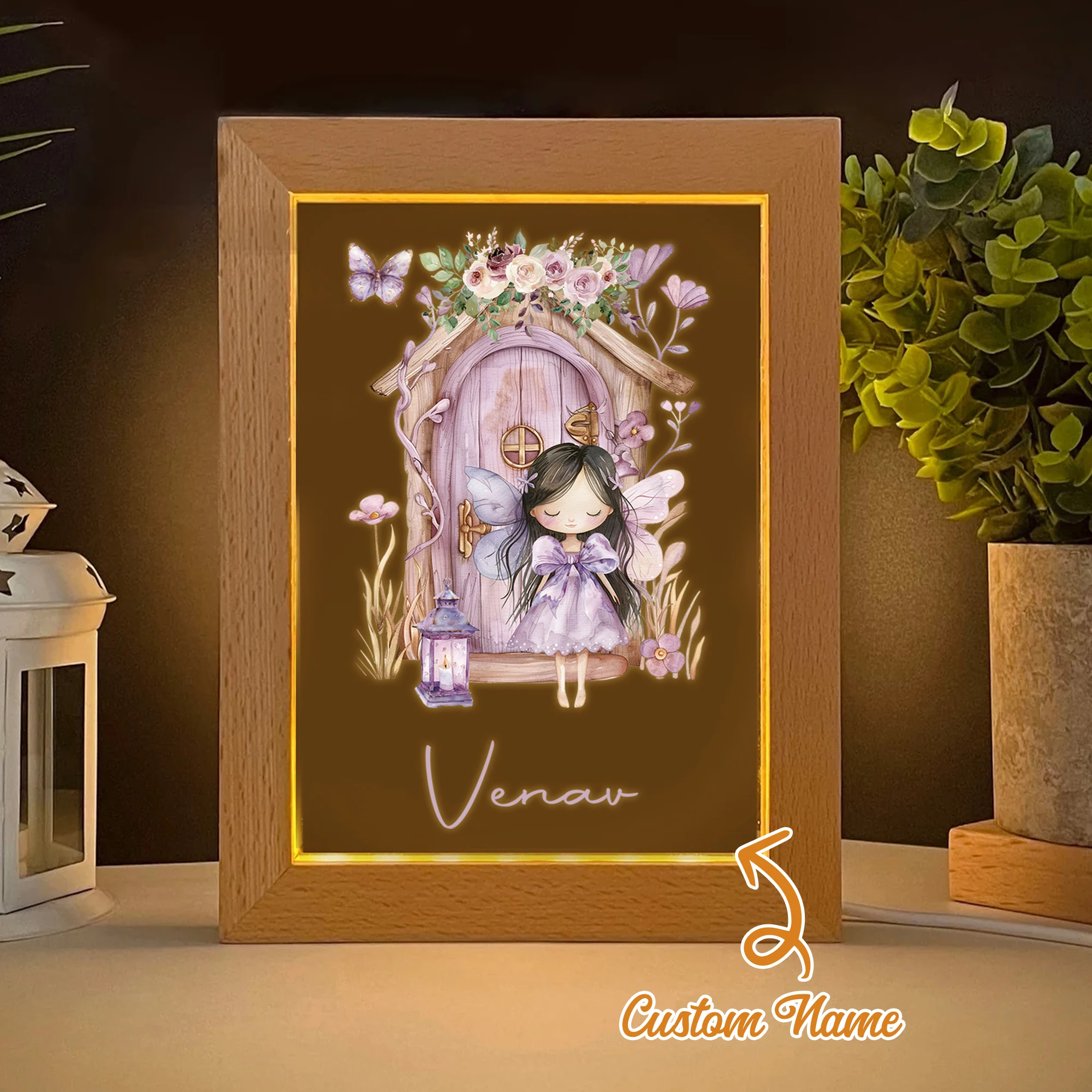 

Purple House Princess LED Night View Photo Frame Personalized Gift Family Living Room Bedroom Dining Room Home Decor