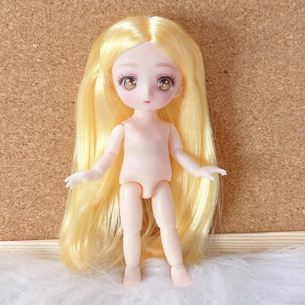 High Quality With Gold Brown Hair Doll Head 8 Styles Plastic Doll Joint Black Long Hair 1/7 1/8 Doll/16/23cm Doll