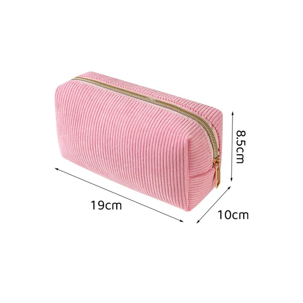 

Corduroy Storage Pouch for Makeup Brushes Toiletries Pens 19x10x8.5cm Flannel Travel Organizer Bag Compact Size