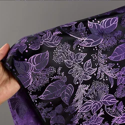 Good  Purple Brocade Fabric Floral Embroidery Jacquard Fabric Sewing Material Diy Women Cheongsam Clothing Wide 115cm