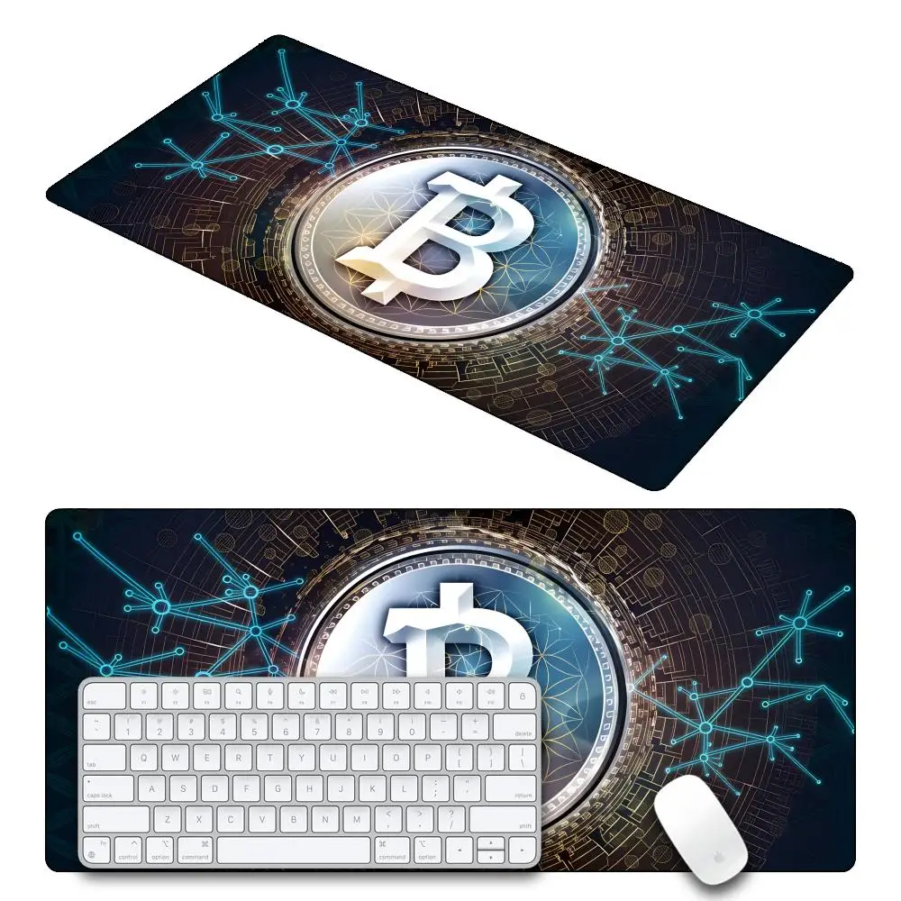 HYBXAXC  bitcoin Mouse Pad Gaming Large HD Mousepad Anti-slip Rubber  Computer Gamer Desk Mat Stitched Edge Black gamer Mousepad