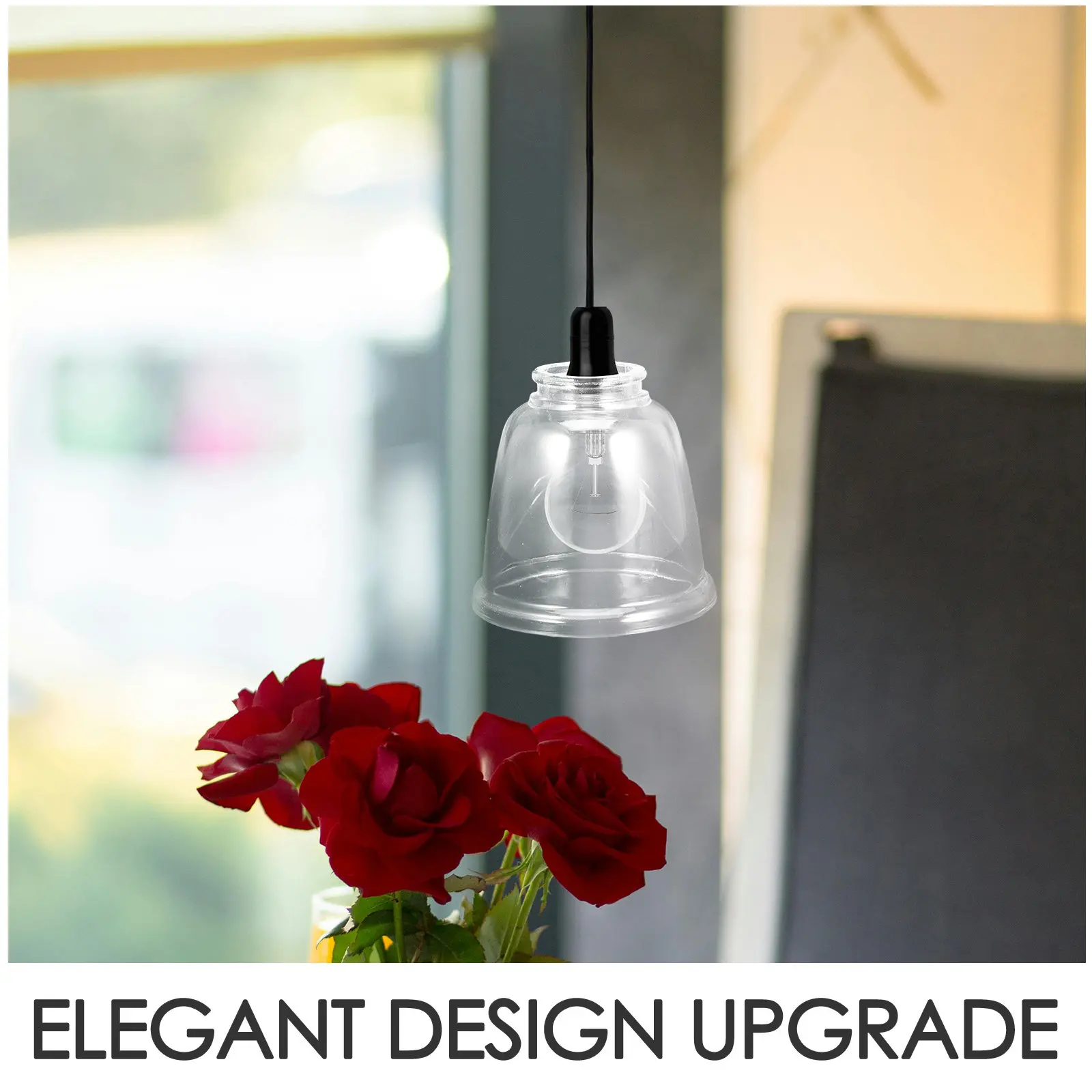 Glass Lamp Shade Bell Shape Elegant Decorative Light Cover Replacement for Ceiling Pendant Chandelier Wall Sconce Fixture Glass