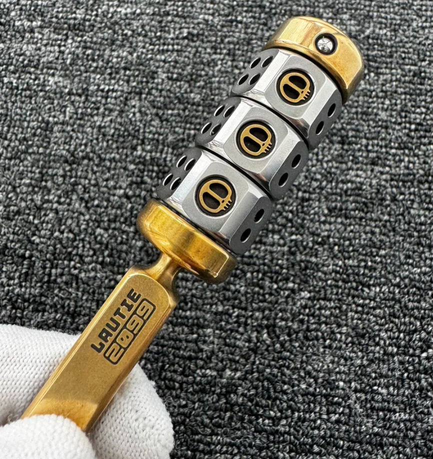 Used EDC Lautie Grand Slam Steel+Copper haptic spinner Fingertip Gyroscope decompression toy
