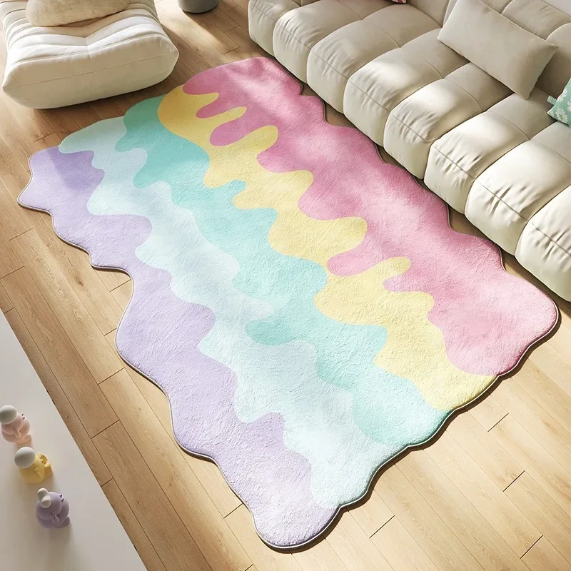 Carpet for Living Room Simple Irregular Shape Color Cartoon Bedroom Bedside Plush Floor Mat Sofa Coffee Tables Rugs Alfombra