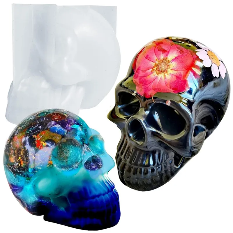 3D Skull Silicone Molds, with Exact Detail, Upgraded Skull Epoxy Resin Molds for Candle Making, Resin Casting Art Crafts Home