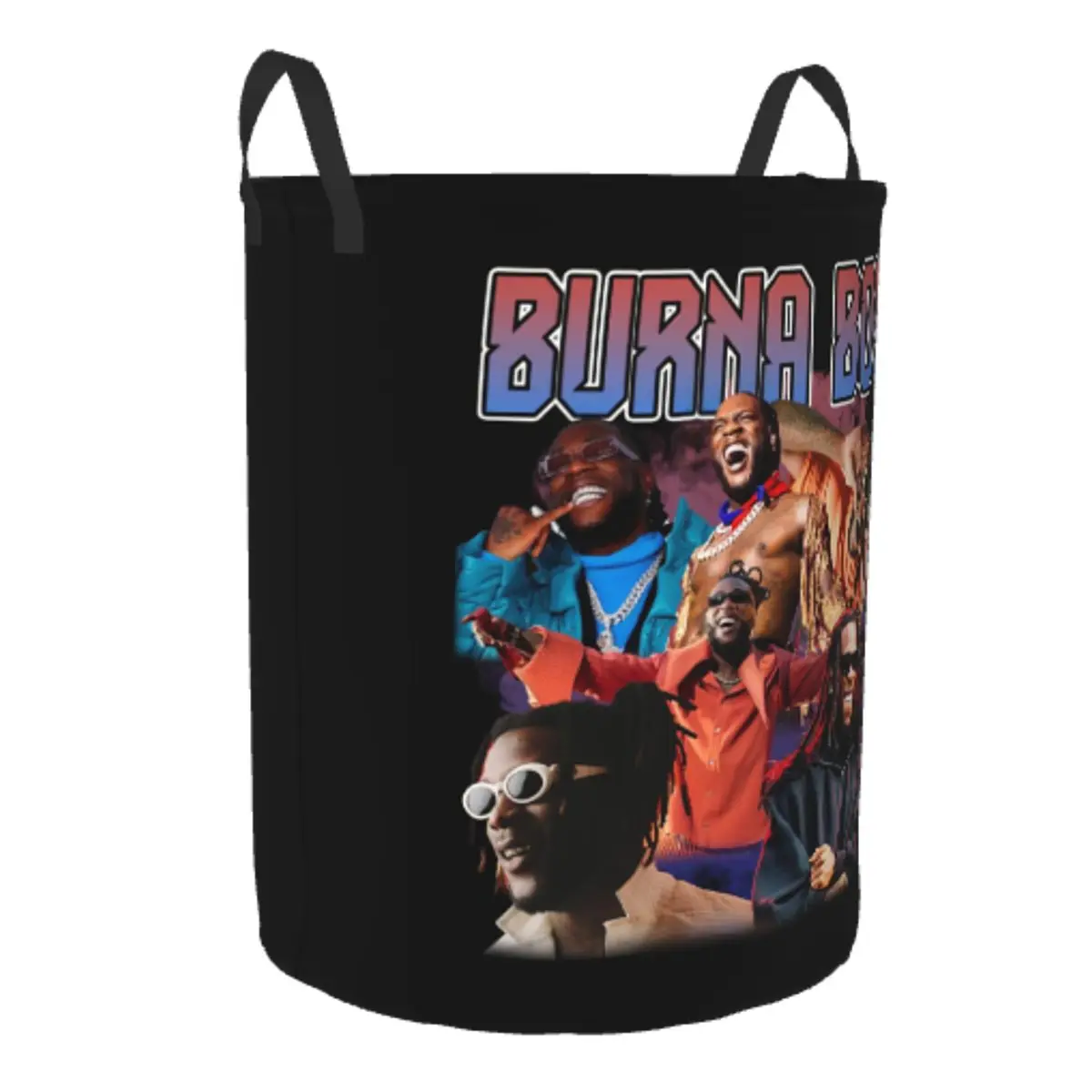 Custom Burna Boy Nigerian Singer Laundry Basket Foldable Clothes Hamper for Baby Kids Toys Storage Bin