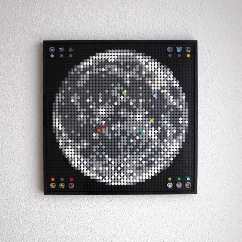 2469PCS MOC Apollo Lunar Landing Pixel Mosaic Mural Assembly Building Blocks Toys 40 * 40 * 2.8CM - view 4