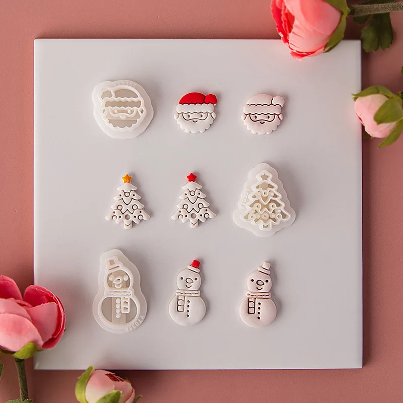 Christmas Series Polymer Clay Cutter Deer Snowflake Santa Claus Gingerbread Man Cutting Die Earring Jewelry Pendant Making Decor