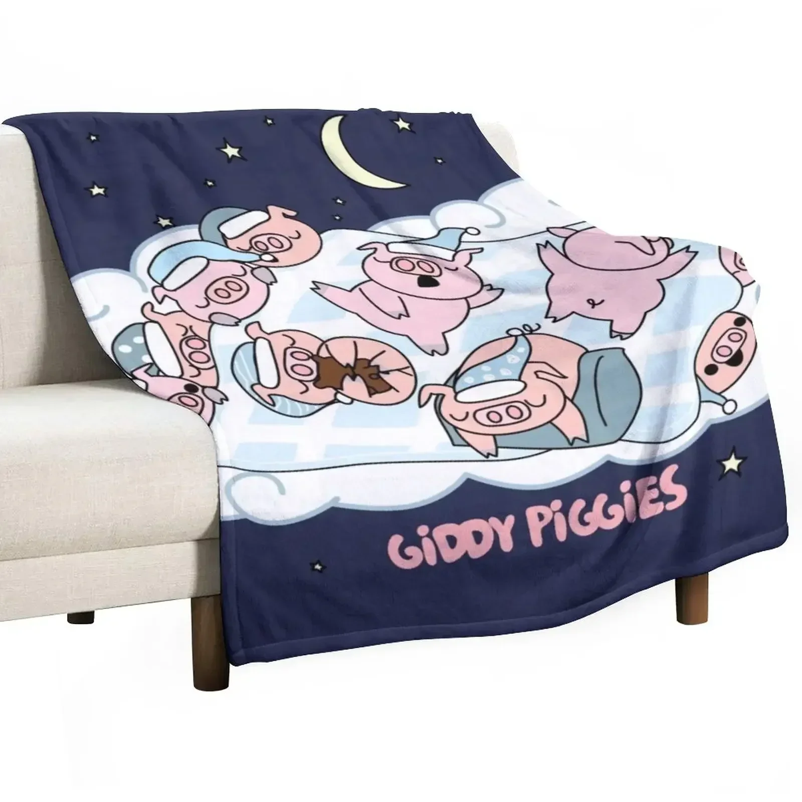 Bedtime Giddy Piggies Throw Blanket Thermals For Travel sofa bed Luxury St Tourist Blankets