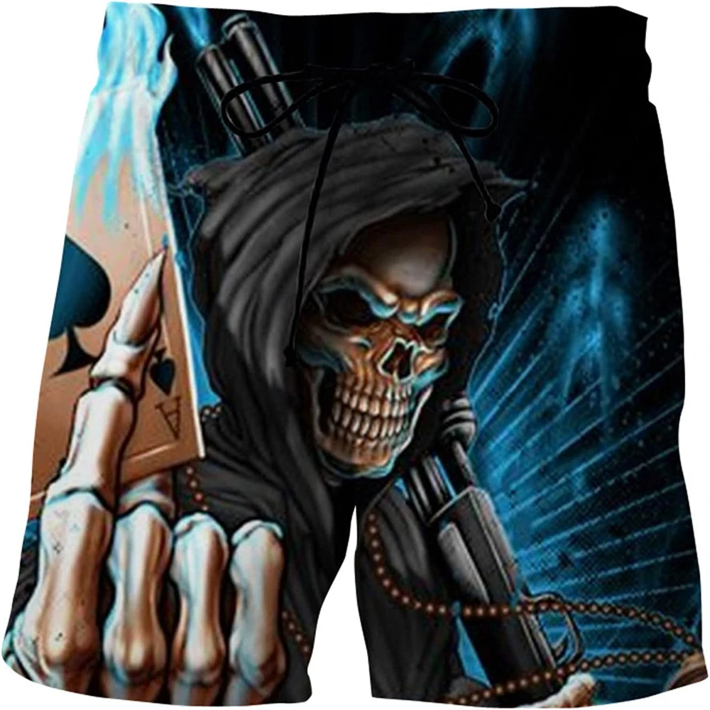 Skull Pattern 3D Print Beach Shorts Men Women Summer Swimming Trunks Oversized Surfing Board Shorts Swimwear Kids Men\'s Clothing