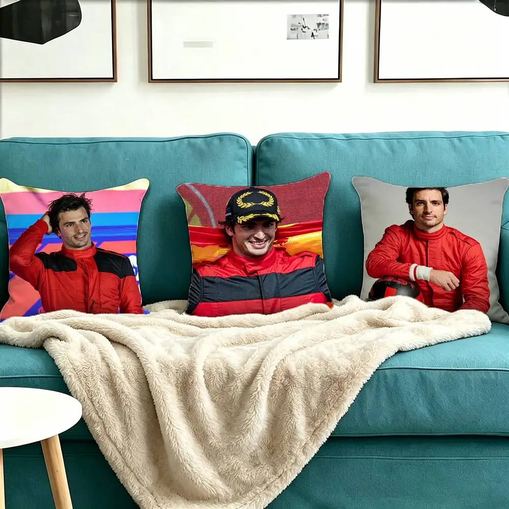 No. 55 Spanish Driver C-Carlos S-Sainz Pillow Case Square Double-Sided Sofa Cushion Cover Bedroom Bedside Pillow