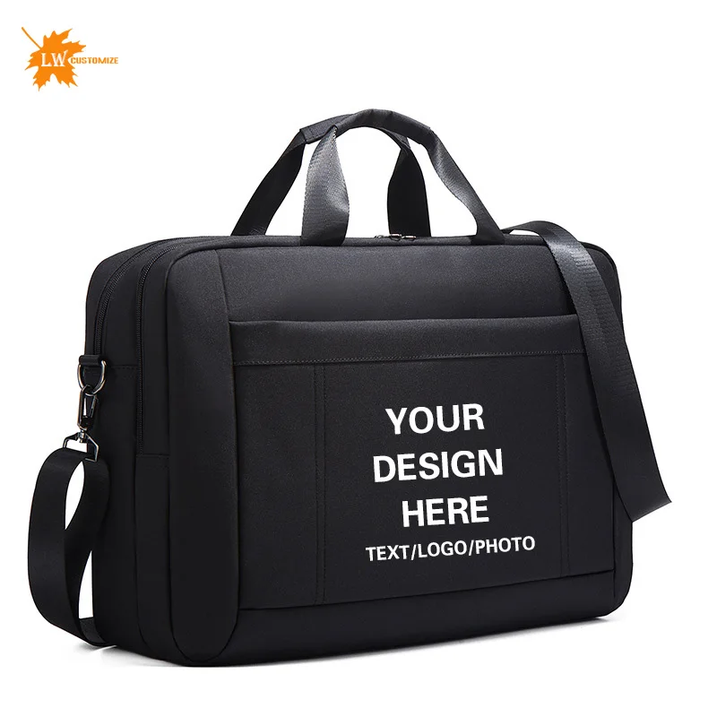 Men's Handbag Custom Image With Printed Logo Name  Business Briefcase15.6-17.3inch Nylon Waterproof Laptop Bag