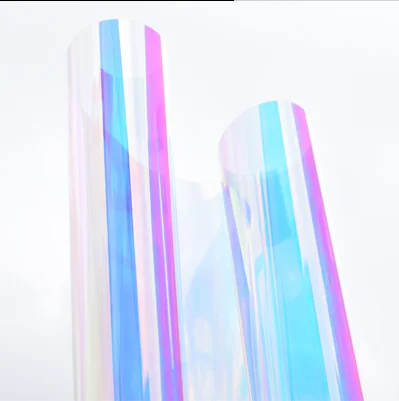 1.38x30m Color Changing Sticker Glass Rainbow Decorative Window Film Heat Insulation Building Dichroic Film