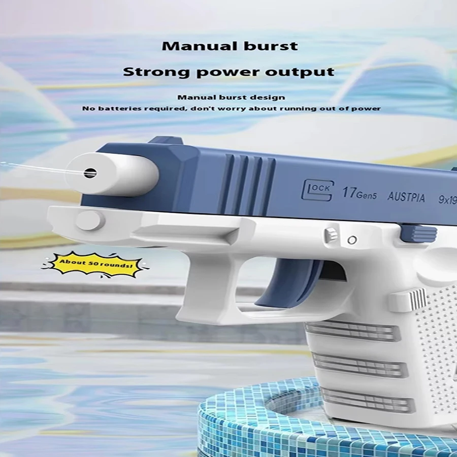 Pistola ad acqua meccanica a fuoco continuo per bambini, mini pistola ad alta pressione, pistole ad acqua per divertimento estivo, piscina da spiaggia all'aperto