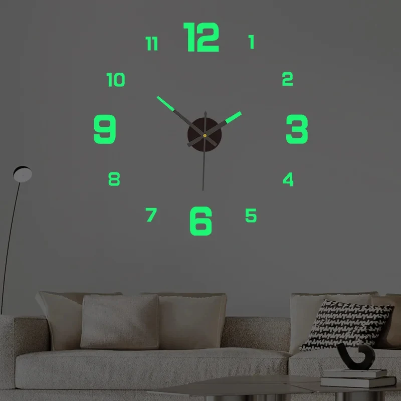 Luminous Digital Clock DIY Stereoscopic Wall Clock Silent Clock Living Room Bedroom Wall Clock Home Decorations
