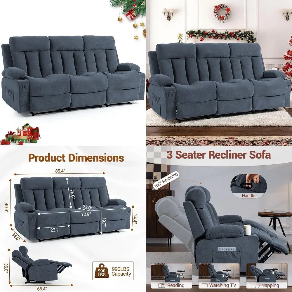 

Seater Reclining Couch, Manual Recliner Loveseat with Console amp Double Cup Holders, 86 Inch Chocolate Fabric Love Seats Sofa