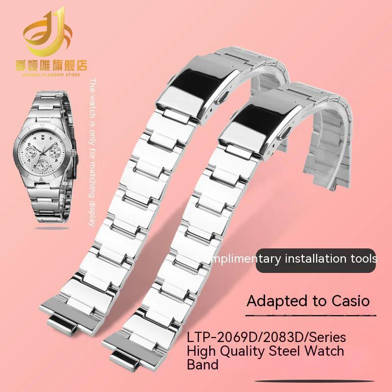 steel band LTP 2069 Stainless steel strap  For Casio 1343 LTP-2069 Women\'s metal strap LTP-2083 LTP-1410D Steel band watch chain