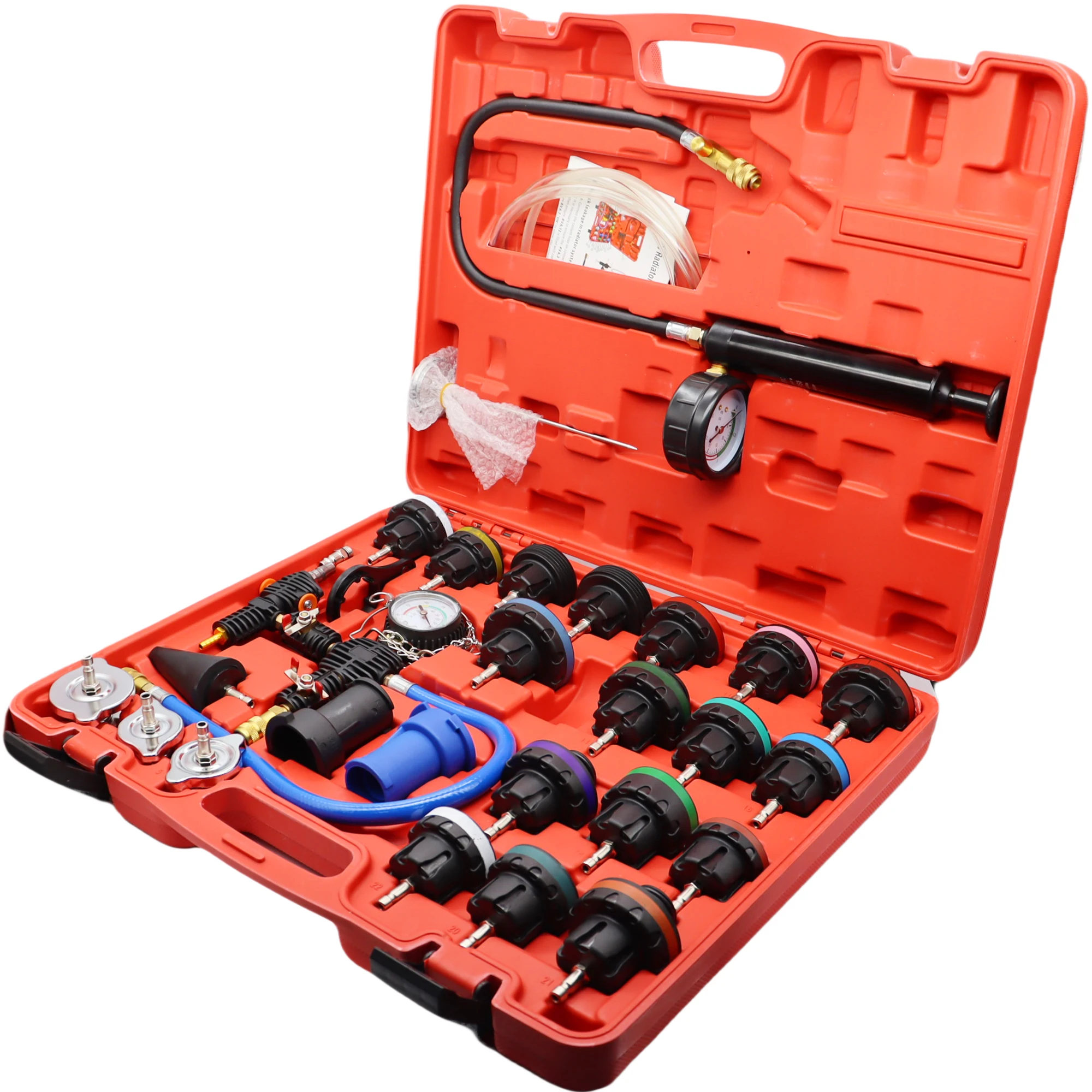 

Универсальный тестер давления в радиаторе, 28 шт., набор вакуумных тестеров системы охлаждения, инструмент для обнаружения утечек резервуара для воды