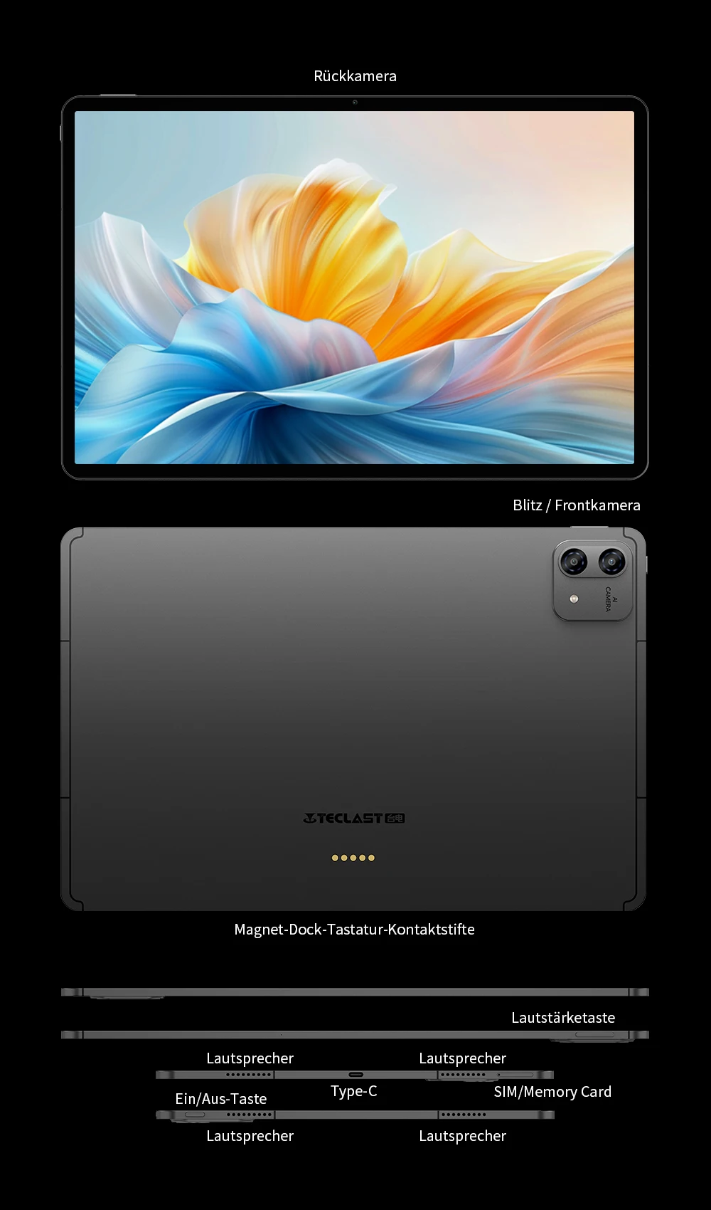Teclast T70Pro Android 16 Tablet mit Gemini AI, 14 Zoll IPS 2240x1400 Display, G100 Octa-Core, 8GB RAM+40GB erweiterter RAM, 128GB UFS-Speicher, 1TB Micro-SD-Erweiterung, Dual-SIM 4G LTE, 10000mAh Akku, 18W PD-Ladung – Detail 20