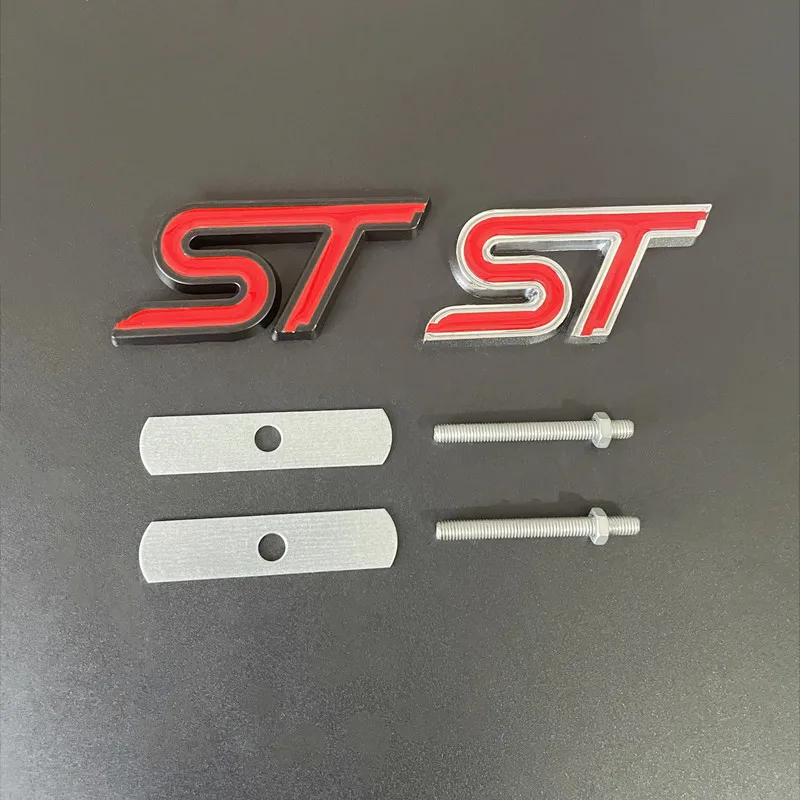 

3D Metal ST Logo Car Front Grill Emblem Trunk Badge Decal For Ford Focus Fiesta Mondeo EDGE Kuga Explorer ST Sticker Accessories
