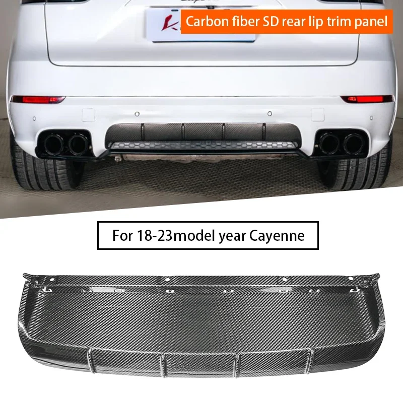 Carbon Fiber Replacement SD-style Rear Diffuser SD Rear Lip Trim Panel for Porsche Cayenne 9Y0 SD 2018-up