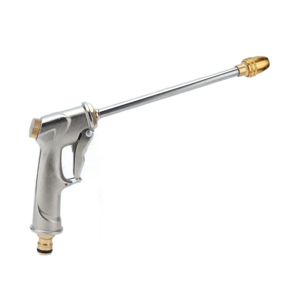 Copper Plated Aluminum Alloy Water Sprayer Silver Adjustable Hose Nozzle Easy Grip High Pressure Car Cleaning Sprayer