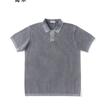 Fiye 2024 Summer New Regular Fit Washed Vintage Knitted Polo Shirts Men Breathable Fashion Tops T-shirts