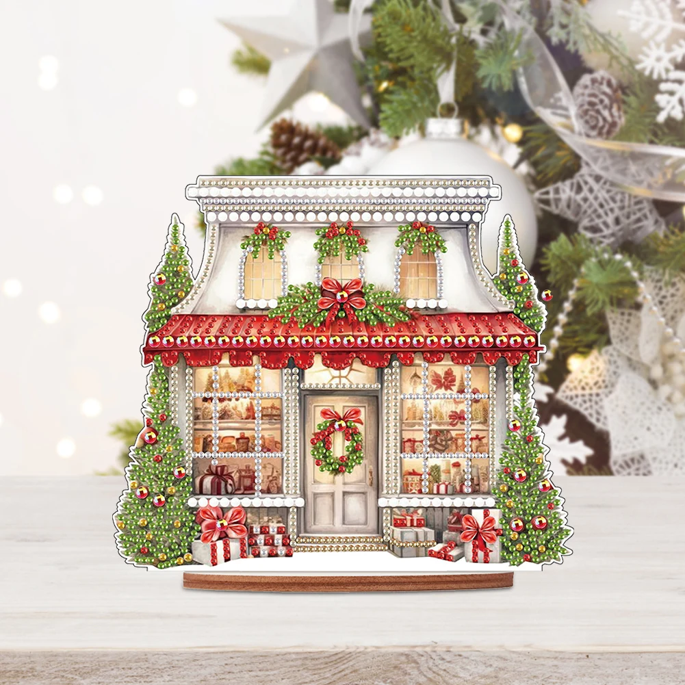 

2D плоский рождественский магазин DIY 5D DIY Алмазное искусство Настольные украшения Алмазная живопись Настольные украшения для домашнего офиса Настольный декор