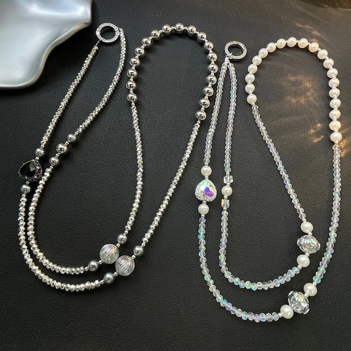 

Mobile Phone Chain, Sparkling Diamond, Heart-shaped Bead Strap, Chain, Crossbody, Drawstring, Hanging Chain, Pearl Hanging Rope