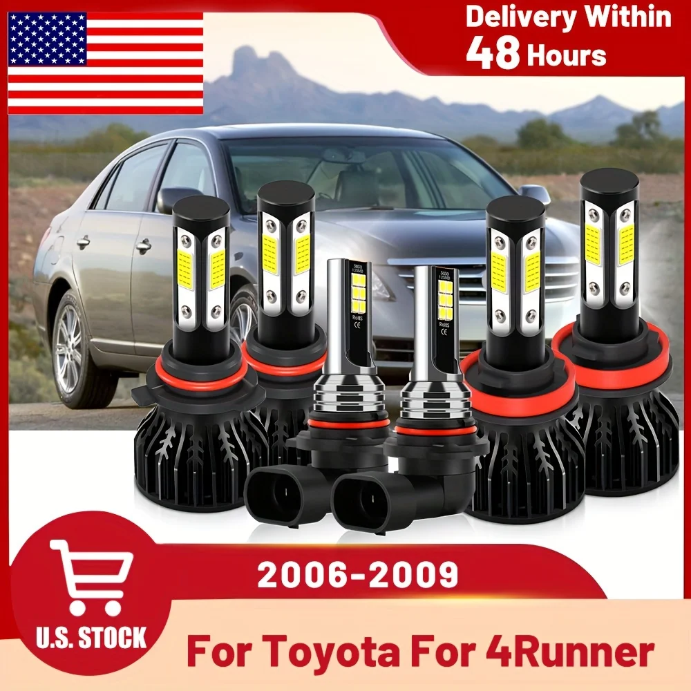 

For Toyota For 4Runner (2006-2009) LED Combo Headlight High Low Beam+ Fog Light Bulbs 6PCS