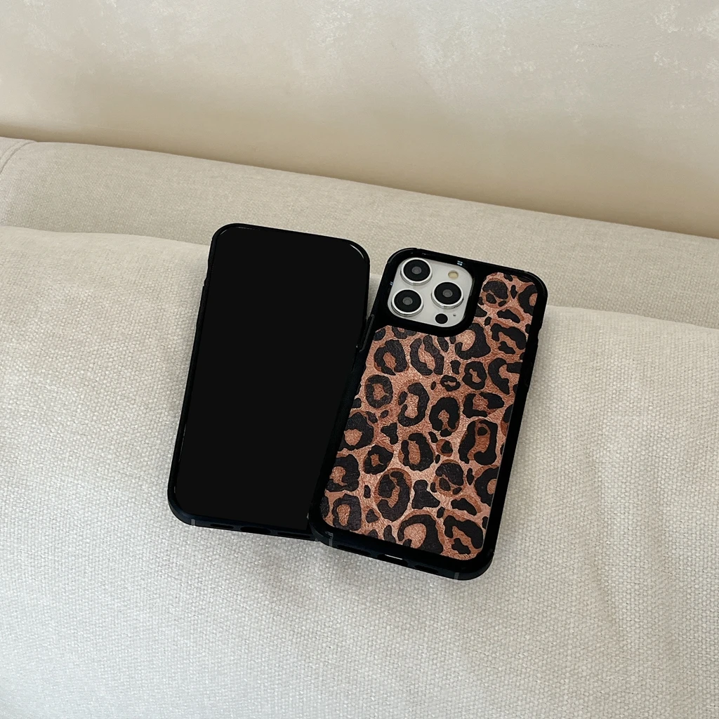 Retro Leopard Print Series Shockproof Protective Phone Cover Case for iPhone 16 15 14 13 12 11 Pro Max 7 8 Plus Mini Xs max XR X