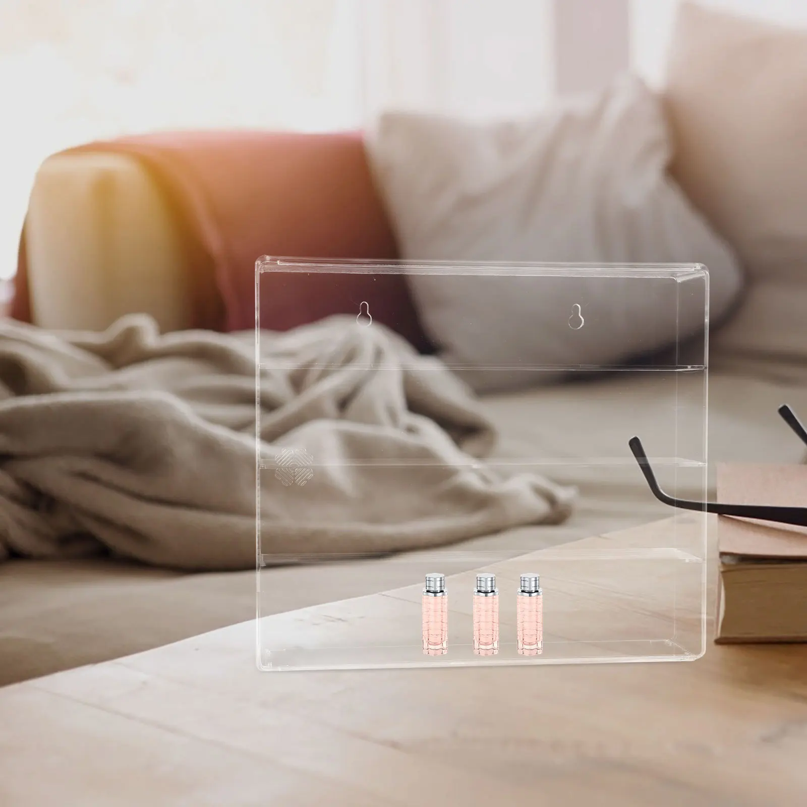 

Clear Countertop Makeup Organizer Storage Box 4 Removable Compartments Lipstick Skincare Perfume Organizer Vanity Rack