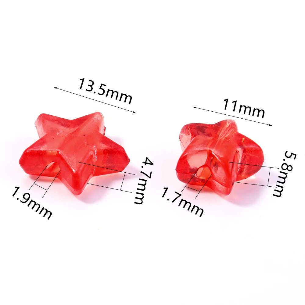 50pcs Acrylic Star Beads Colorful Transparent Five-pointed Star Loose Spacer Beads For DIY Jewelry Making Bracelets Accessories