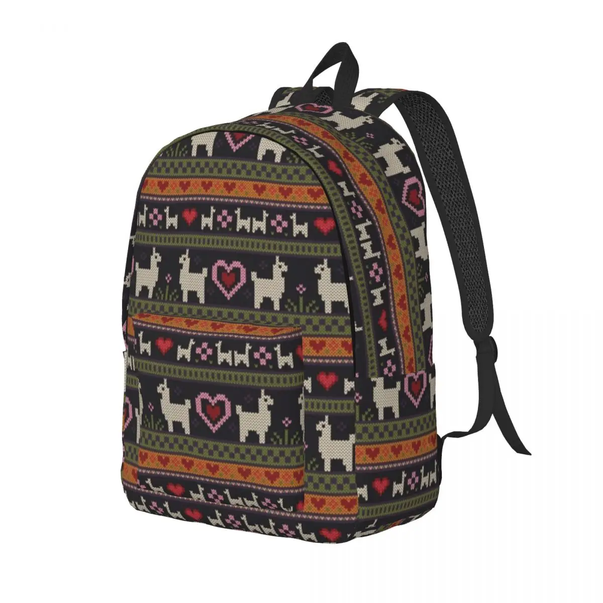 Llama Knit Alpaca Backpack for Preschool Primary School Student Animals Fluffy Cute Bookbag Boy Girl Kids Daypack Travel