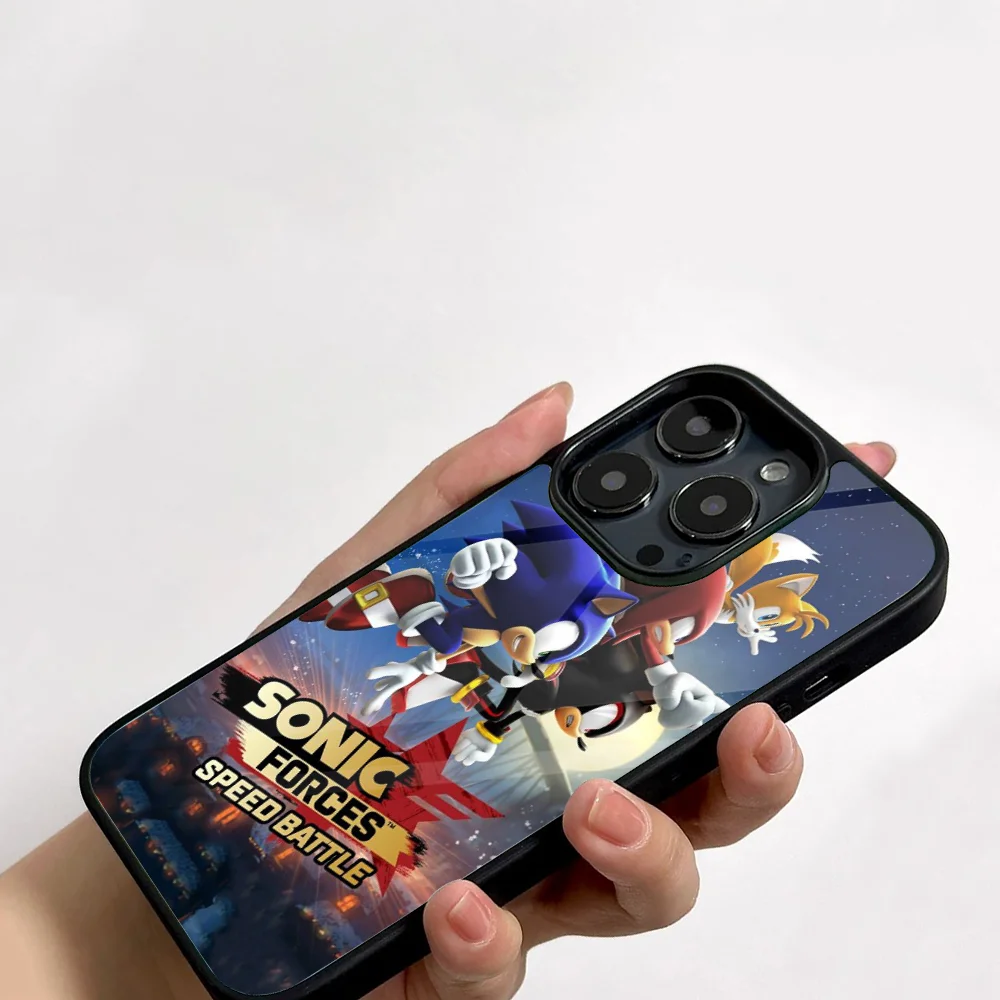 Game S-Sonics Hedgehog Phone Case For IPhone 11 12 13 14 15 16 Plus Pro Max Mirror Acrylic PC TPU Cover