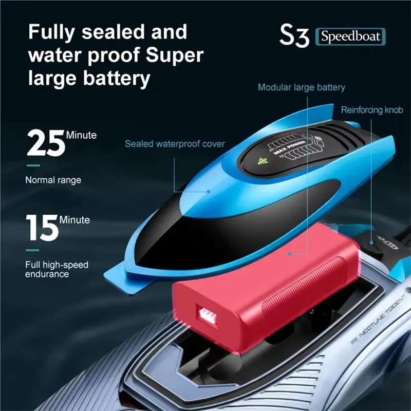 ABXE-S3 High-Speed Large Water Boat Electric Remote Control Speedboat Charging Motor Gift Children Ship Model Green