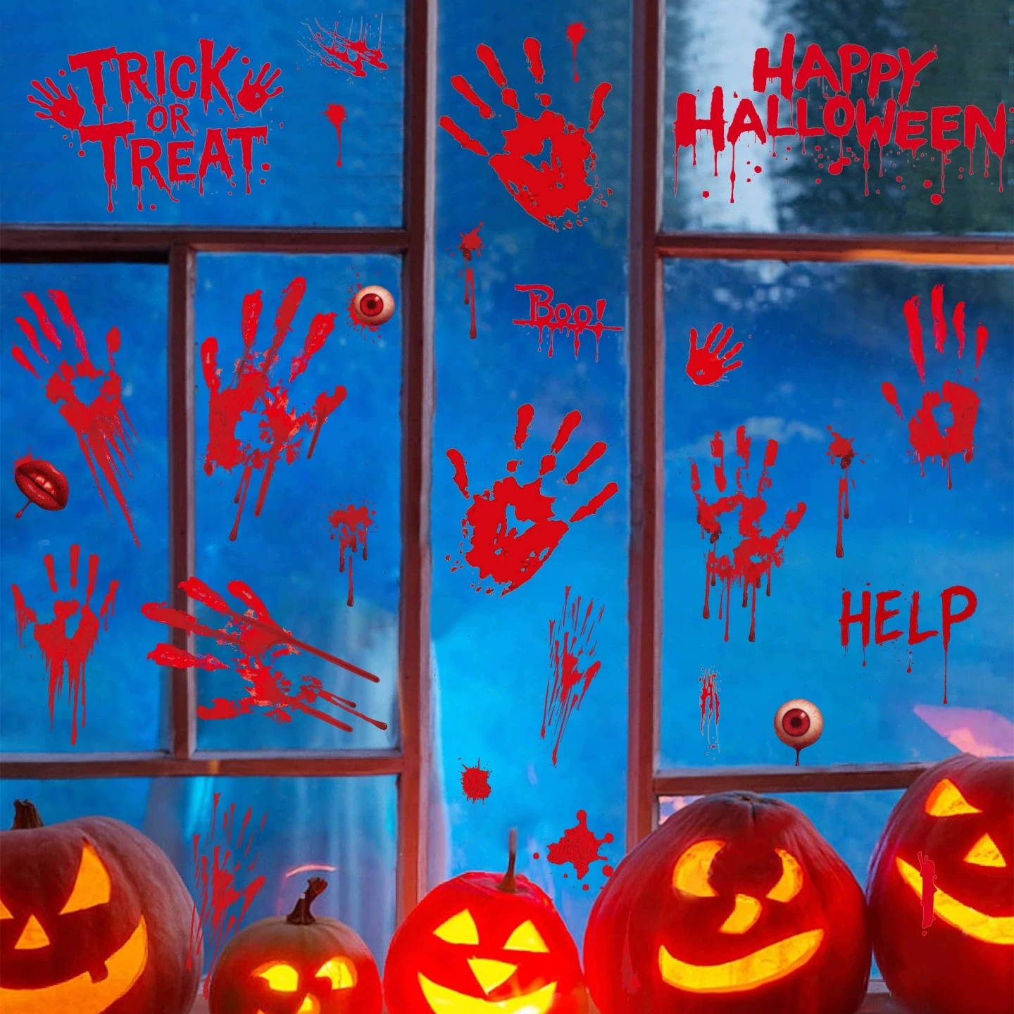 

Halloween Decorative Stickers Window Static Stickers Halloween English Footprints Glass Decorations Festival Party Stickers