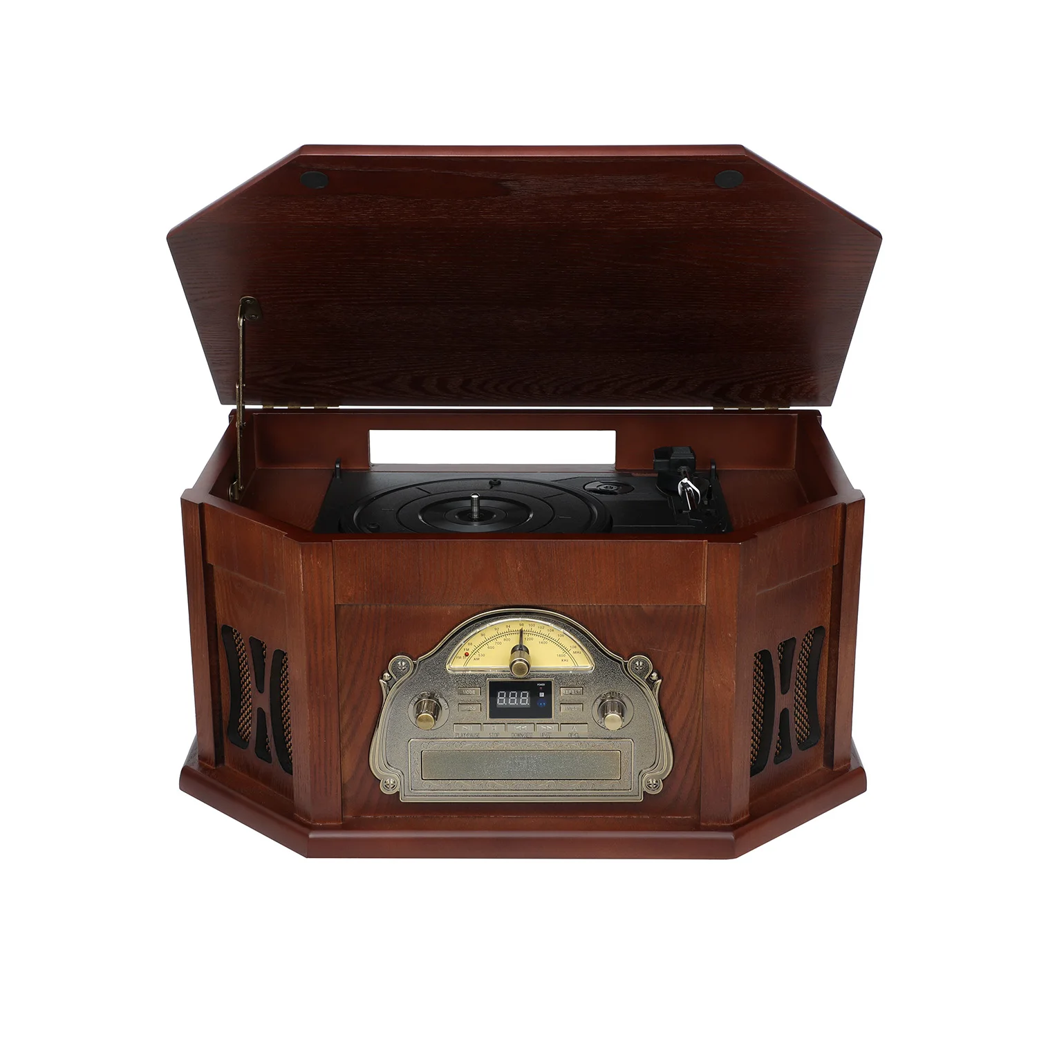 

Hot Sale Stereo Vinyl Turntable Player with Cassette and CD Play